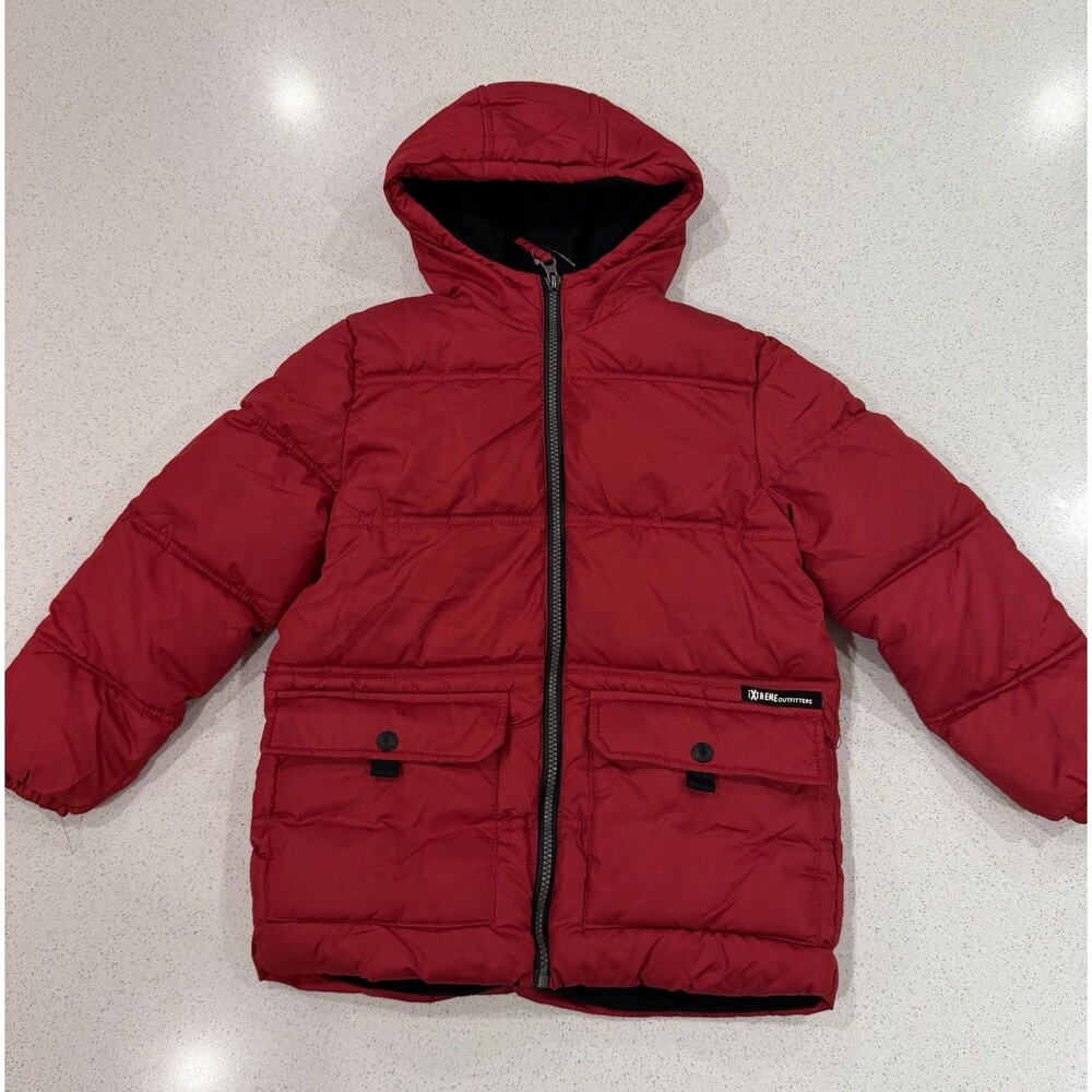iXTreme Outfitters Boys Red Hooded Puffer Jacket Size 7